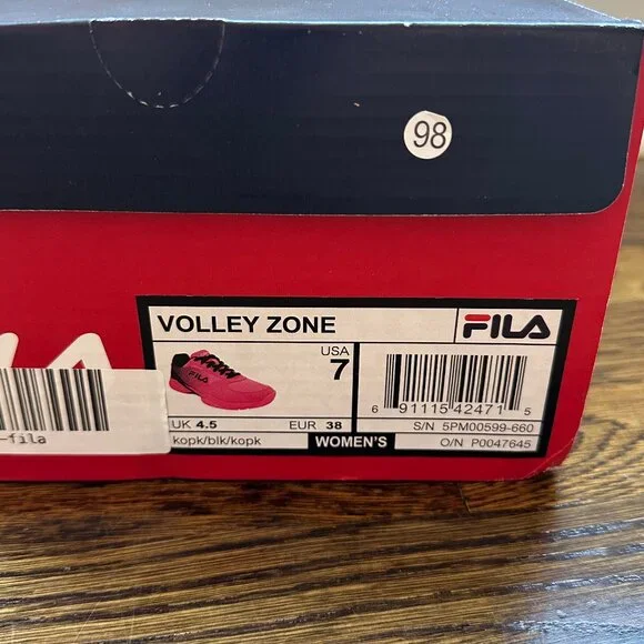 Fila Women’s Volley Zone PICKLEBALL Shoes – Knockout Pink/Black – Size 7, NEW